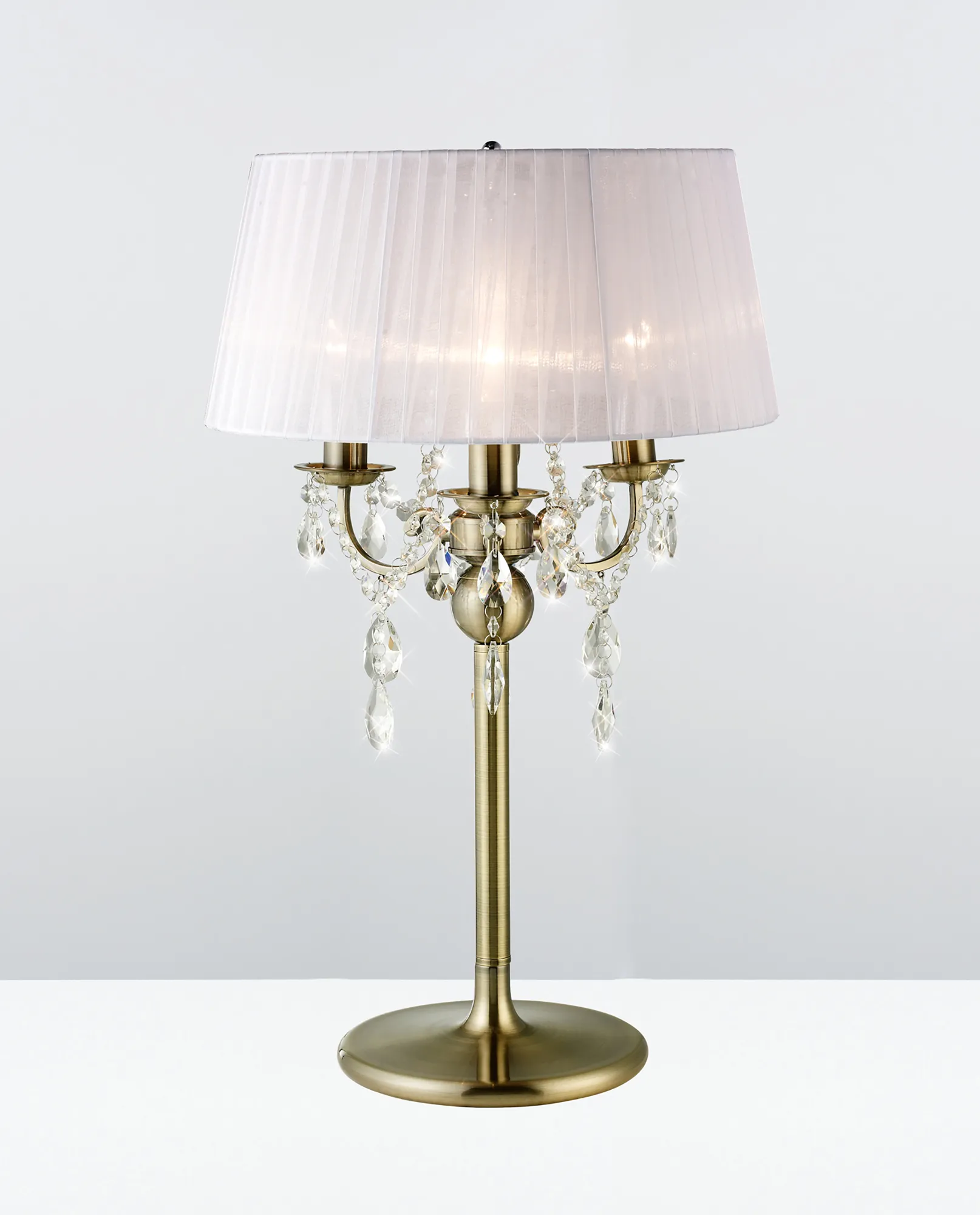 IL30065/WH  Olivia Crystal 61cm 3 Light Table Lamp